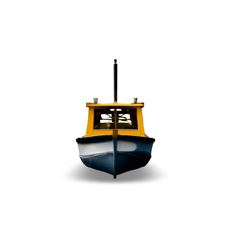 LowPoly Yellow Passenger Boat Low-poly 3D model_6