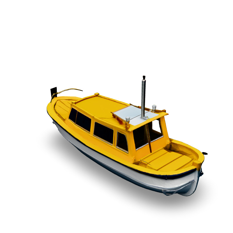 LowPoly Yellow Passenger Boat Low-poly 3D model_4