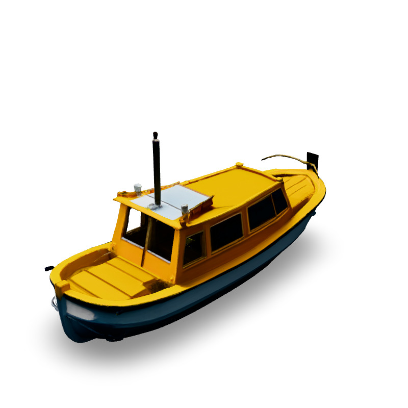 LowPoly Yellow Passenger Boat Low-poly 3D model_5