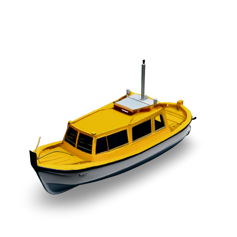LowPoly Yellow Passenger Boat Low-poly 3D model_1