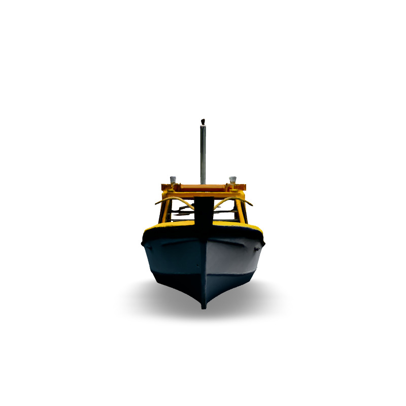 LowPoly Yellow Passenger Boat Low-poly 3D model_3