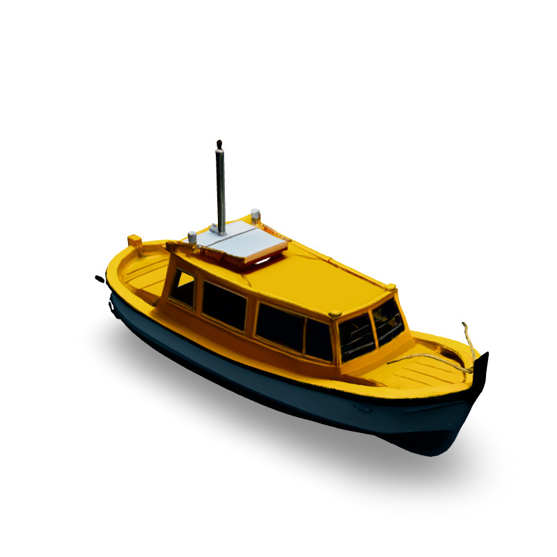 LowPoly Yellow Passenger Boat Low-poly 3D model_2