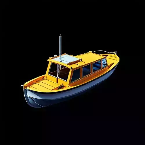 LowPoly Yellow Passenger Boat Low-poly 3D model LowPoly Yellow Passenger Boat Low-poly 3D model