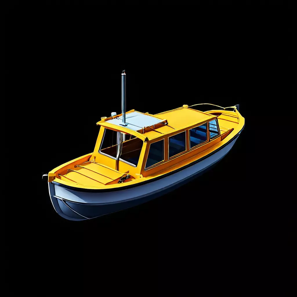 LowPoly Yellow Passenger Boat Low-poly 3D model_0