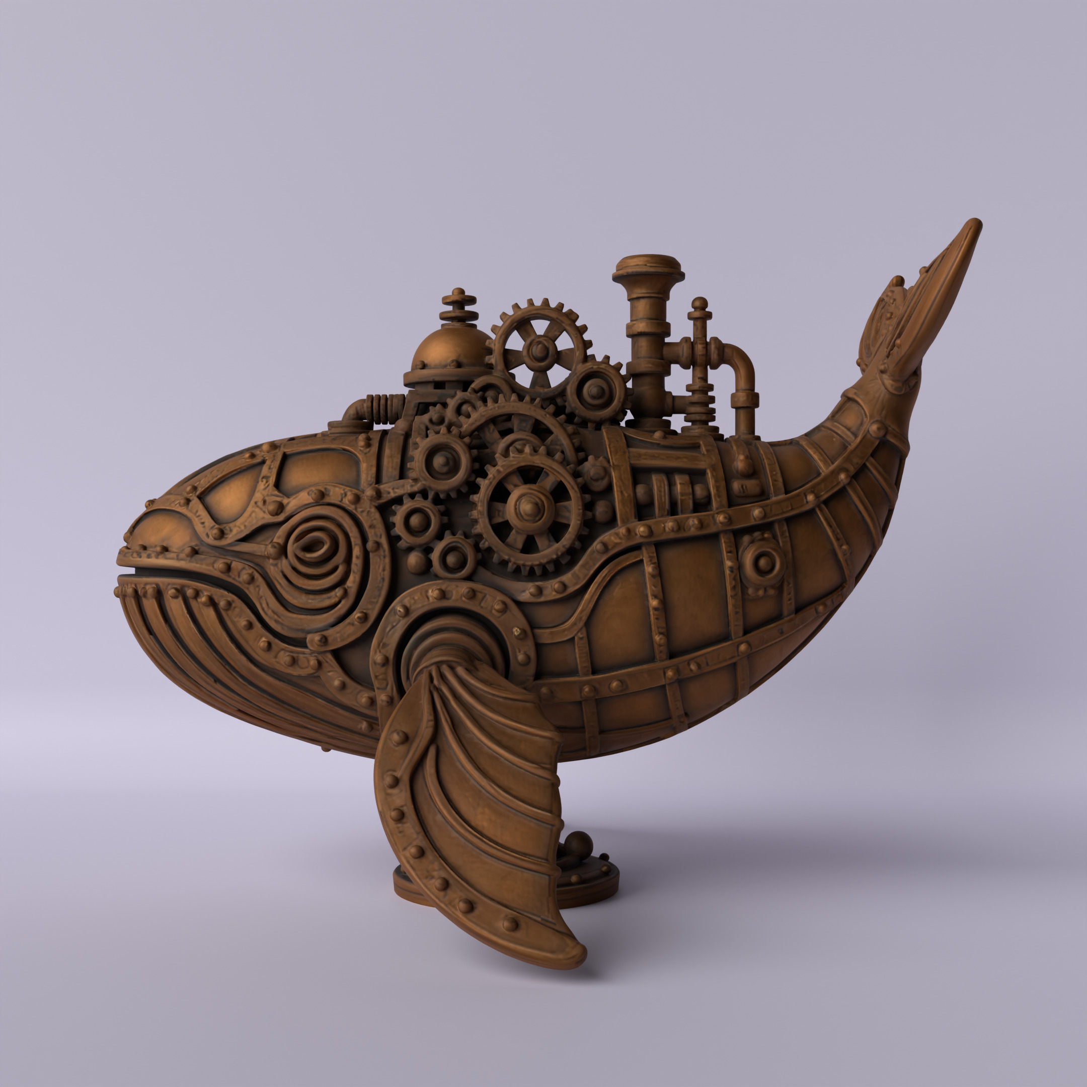 Steamwhale Steampunk Whale Sculpture 3D print model_5