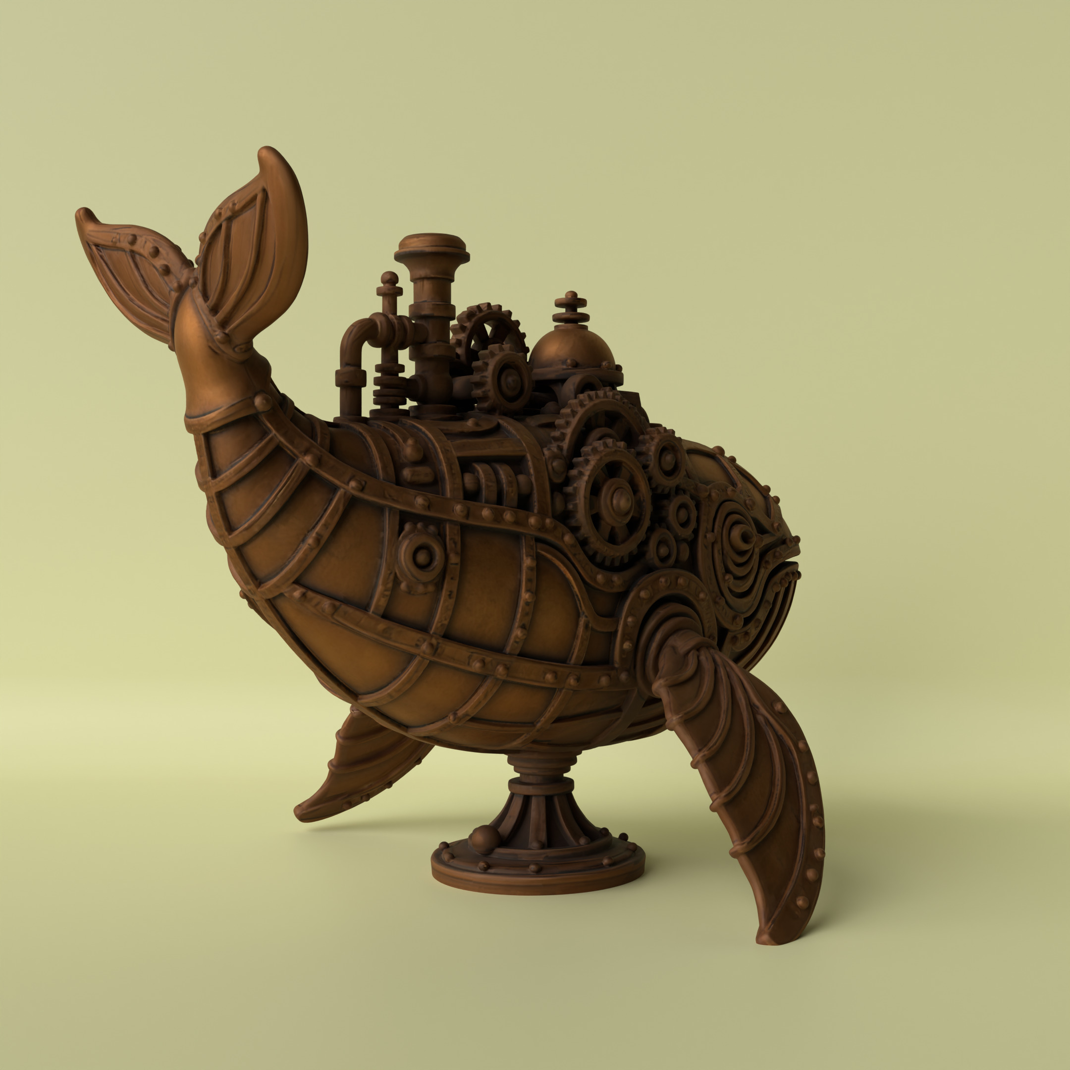Steamwhale Steampunk Whale Sculpture 3D print model_4