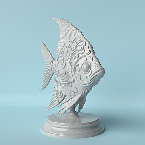 Floral Pattern Fish  Nature and Elegance 3D print model