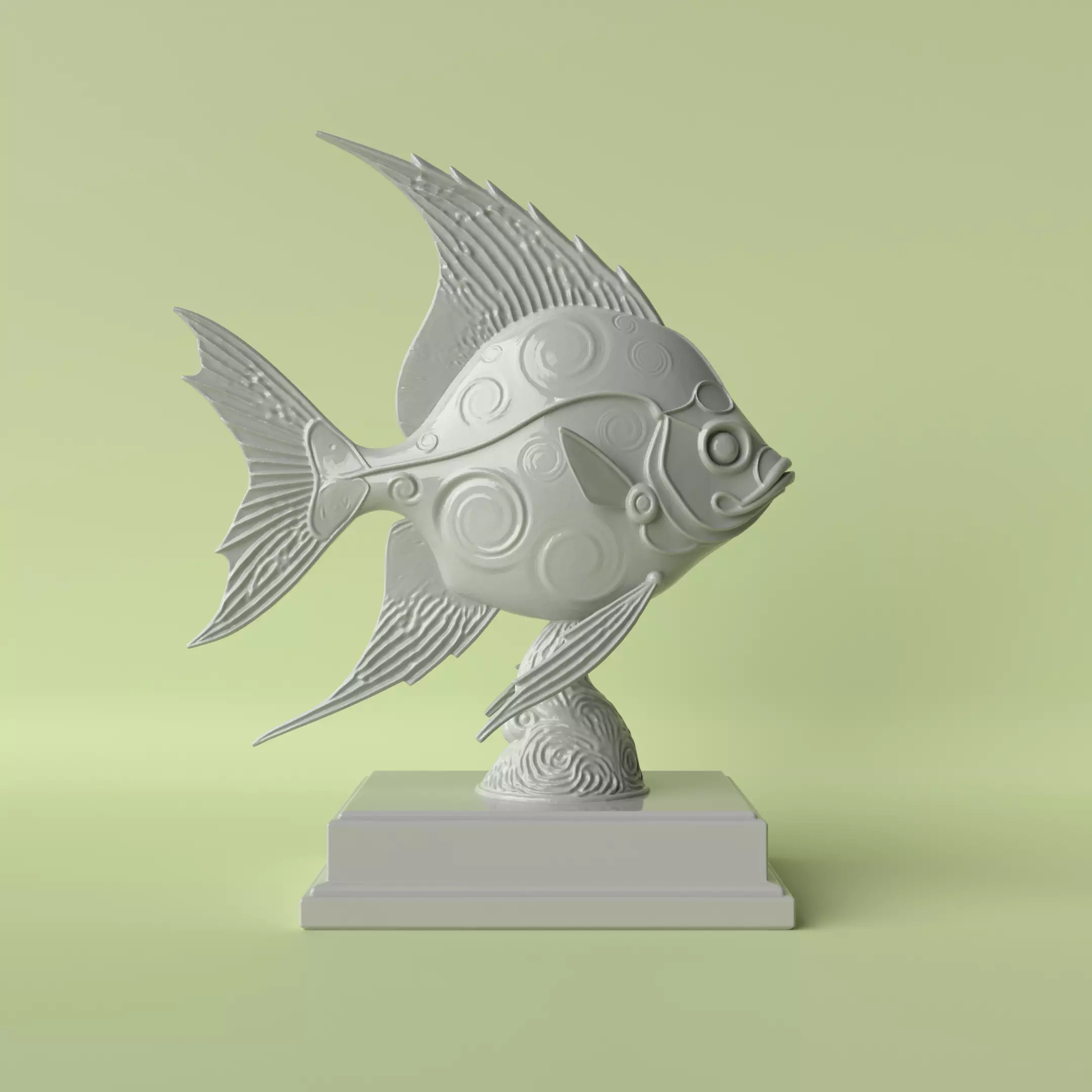 Spiral Pattern Fish Flow and Motion 3D print model_0