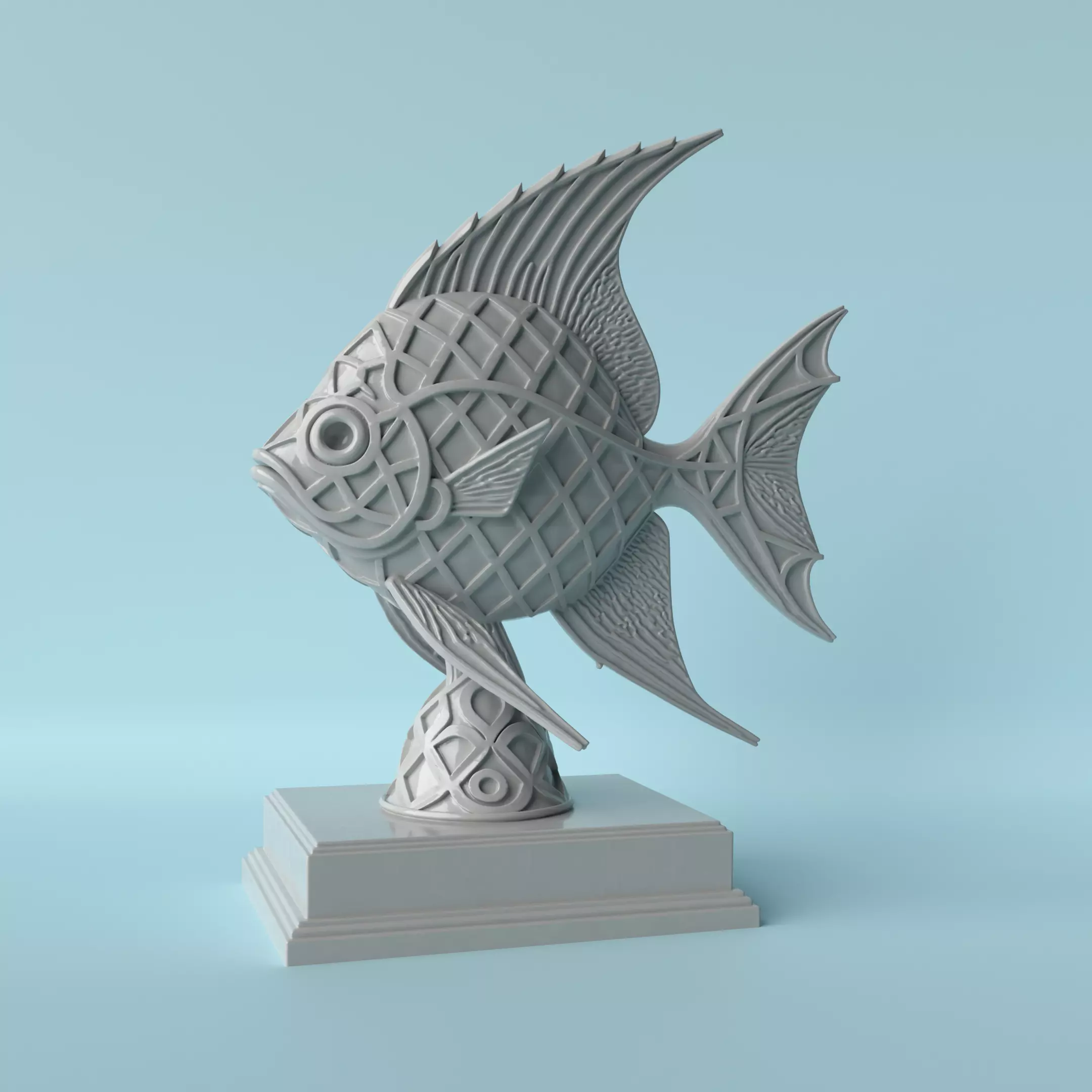 Geometric Fish Sculpture Modern Aquatic Form 3D print model