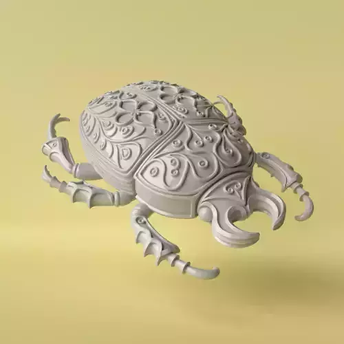 Sacred Scarab with Floral Motif 3D print model