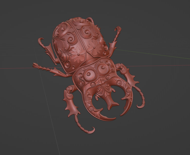 Floral Engraved Scarab  3D print model_1