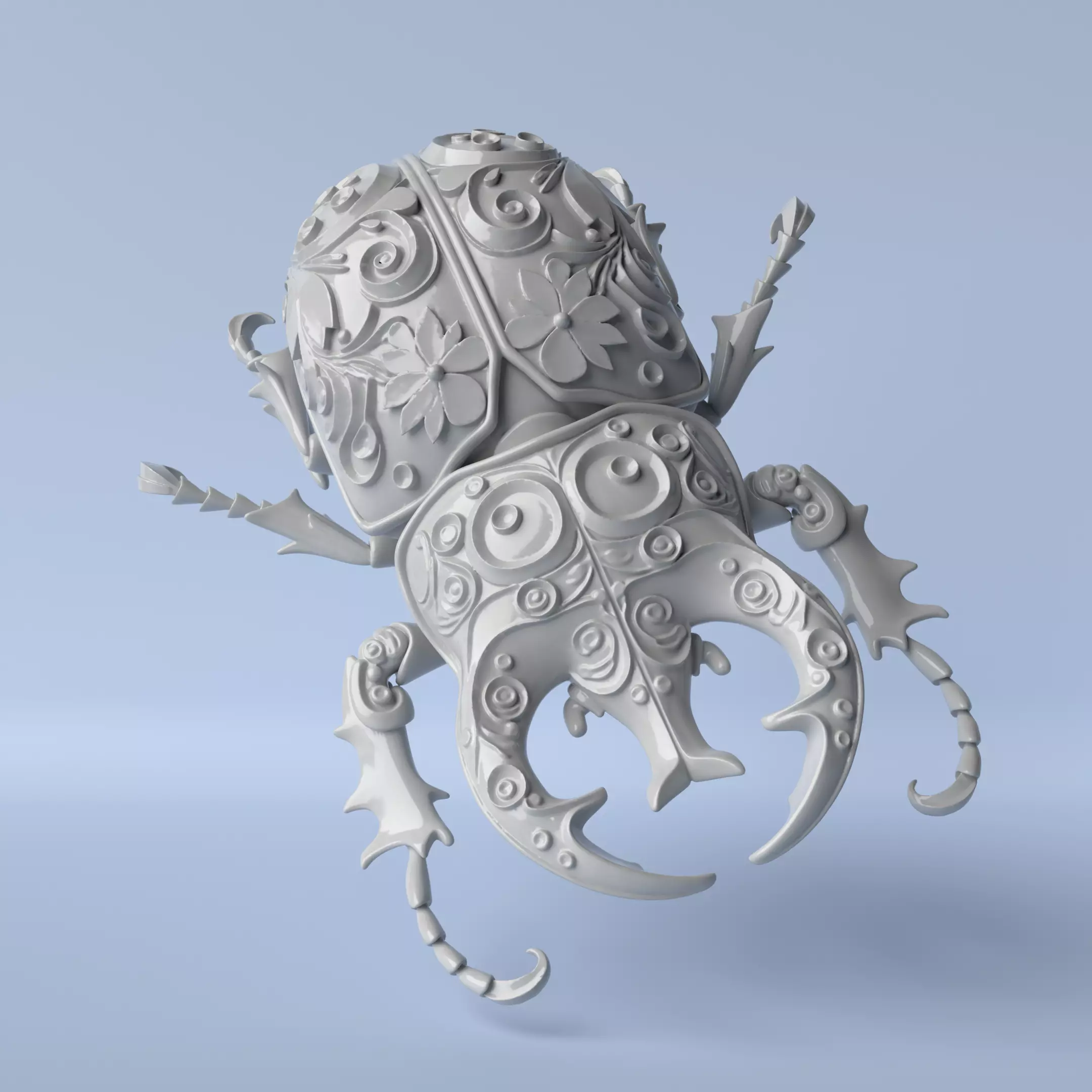 Floral Engraved Scarab  3D print model_0