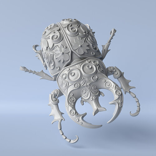 Floral Engraved Scarab  3D print model