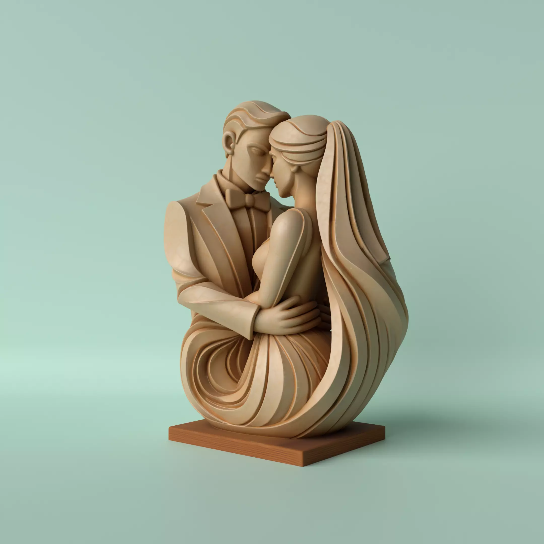 Bride and Groom Sculpture Eternal Vows 3D print model_0