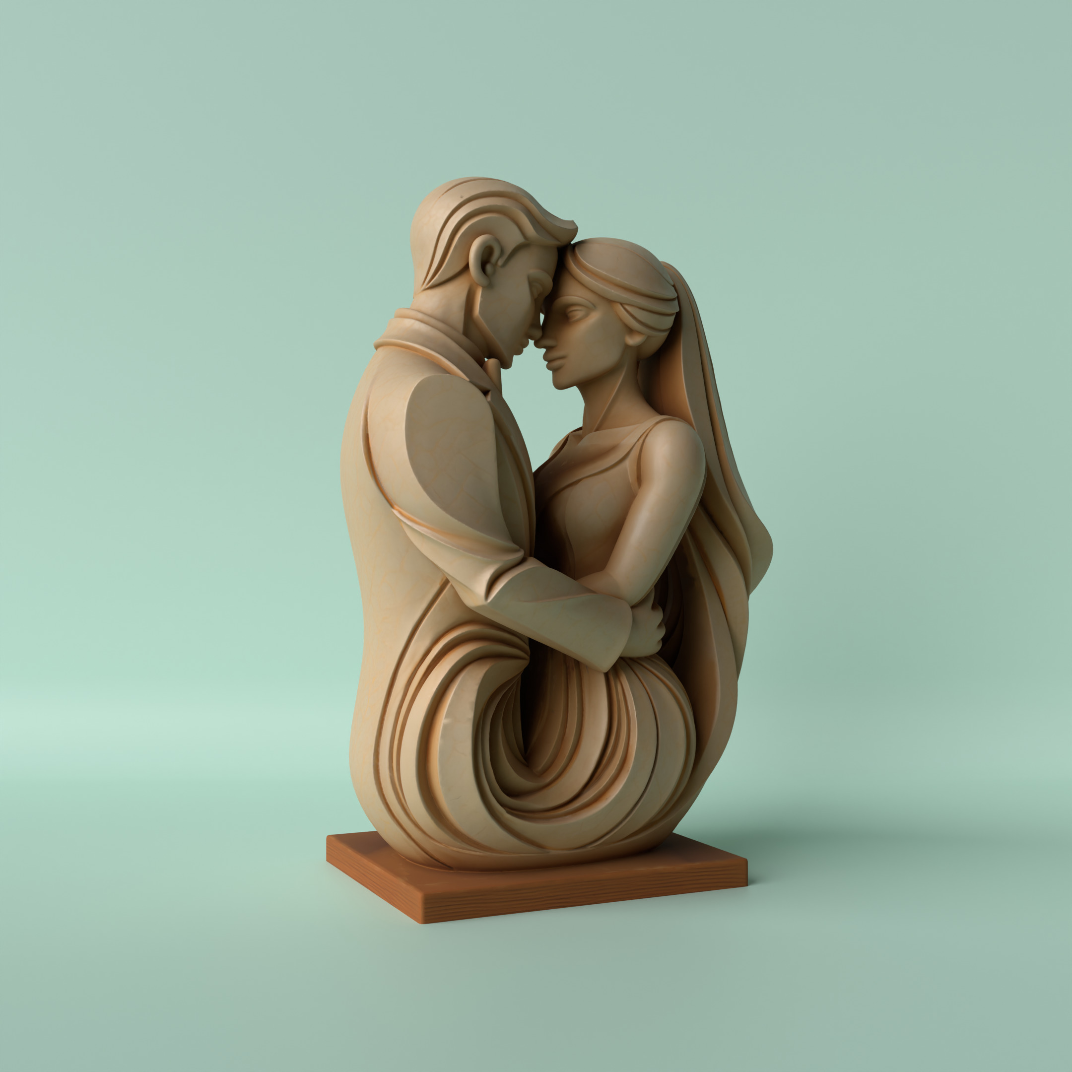 Bride and Groom Sculpture Eternal Vows 3D print model_3