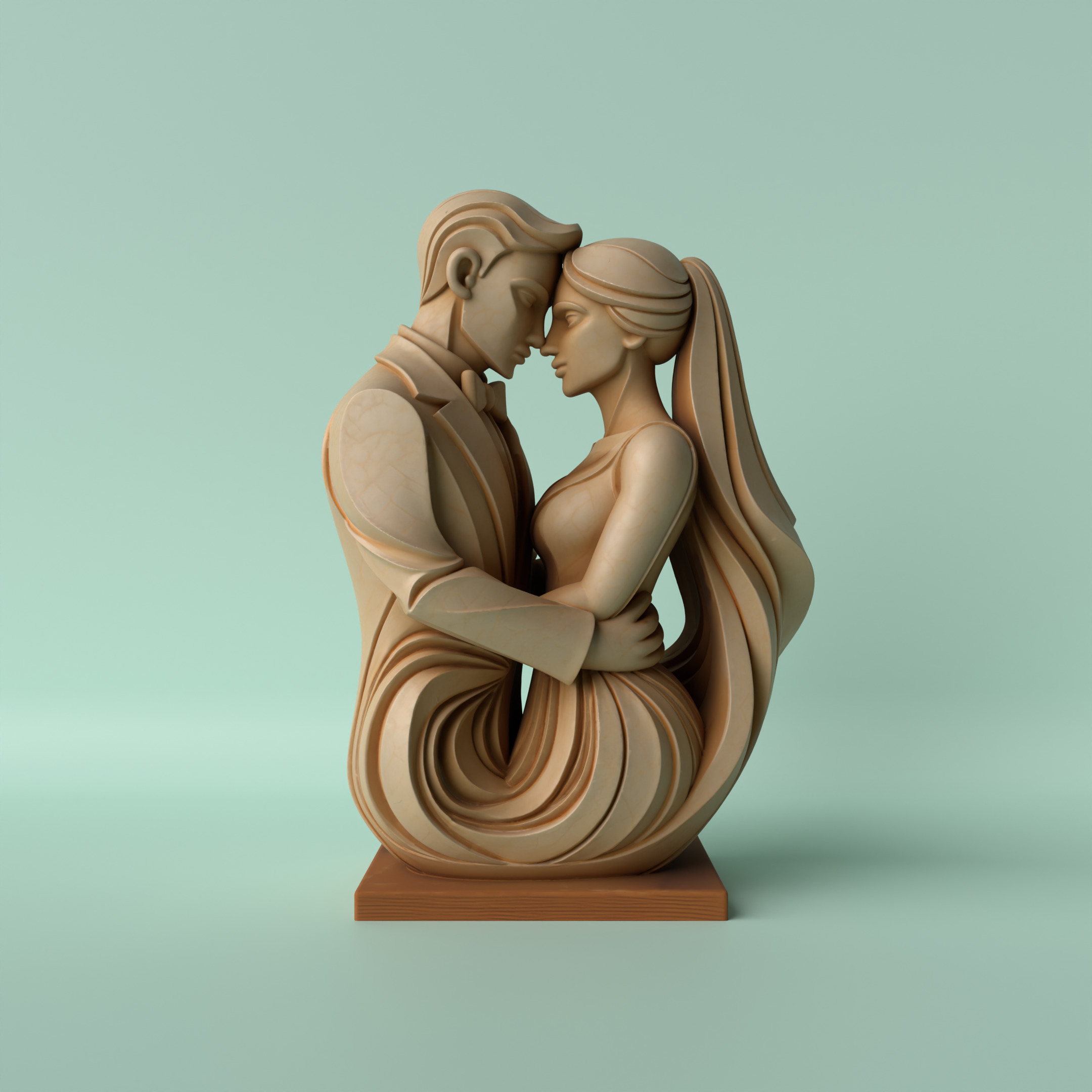 Bride and Groom Sculpture Eternal Vows 3D print model_1