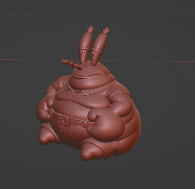 Chubby Mr Krabs  Funny Decorative Sculpture 3D print model_2