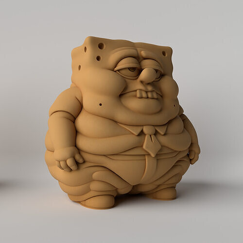 Chubby SpongeBob Funny Decorative Sculpture 3D print model