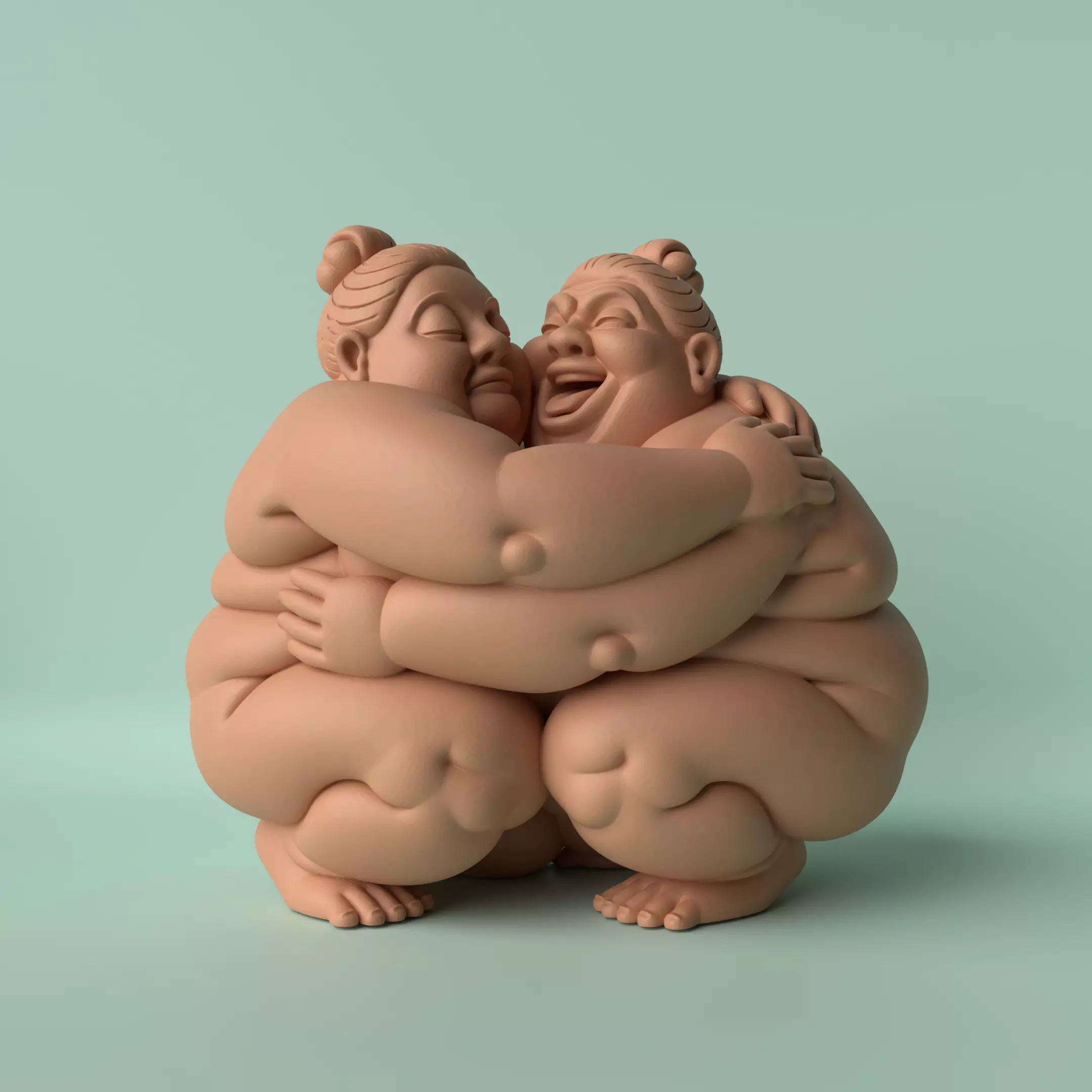 Chubby Women Hugging Sculpture  3D print model_0