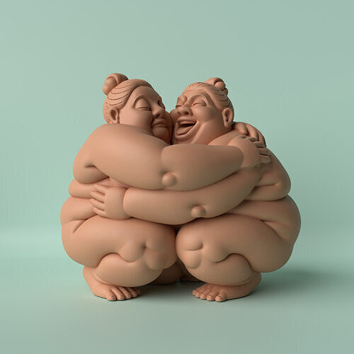 Chubby Women Hugging Sculpture  3D print model