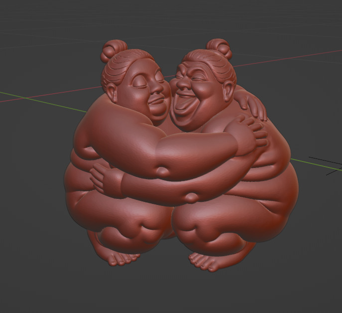 Chubby Women Hugging Sculpture  3D print model_1