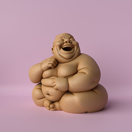 Chubby Woman Sitting and Laughing Sculpture  3D print model