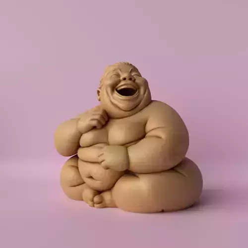 Chubby Woman Sitting and Laughing Sculpture 