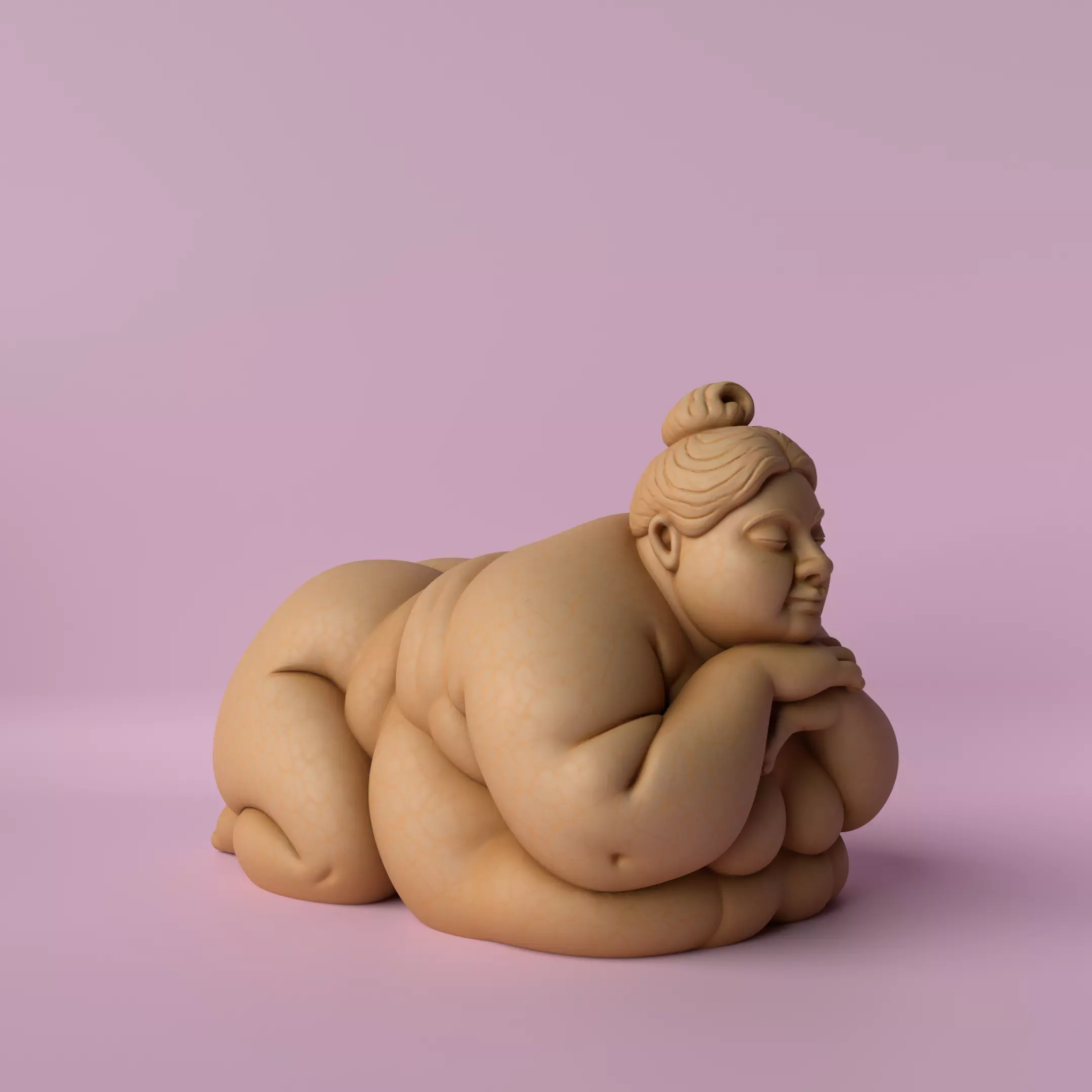 Chubby Woman Lying Down Sculpture 3D print model_0
