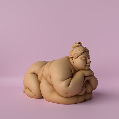 Chubby Woman Lying Down Sculpture 3D print model