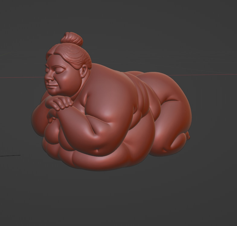 Chubby Woman Lying Down Sculpture 3D print model_2