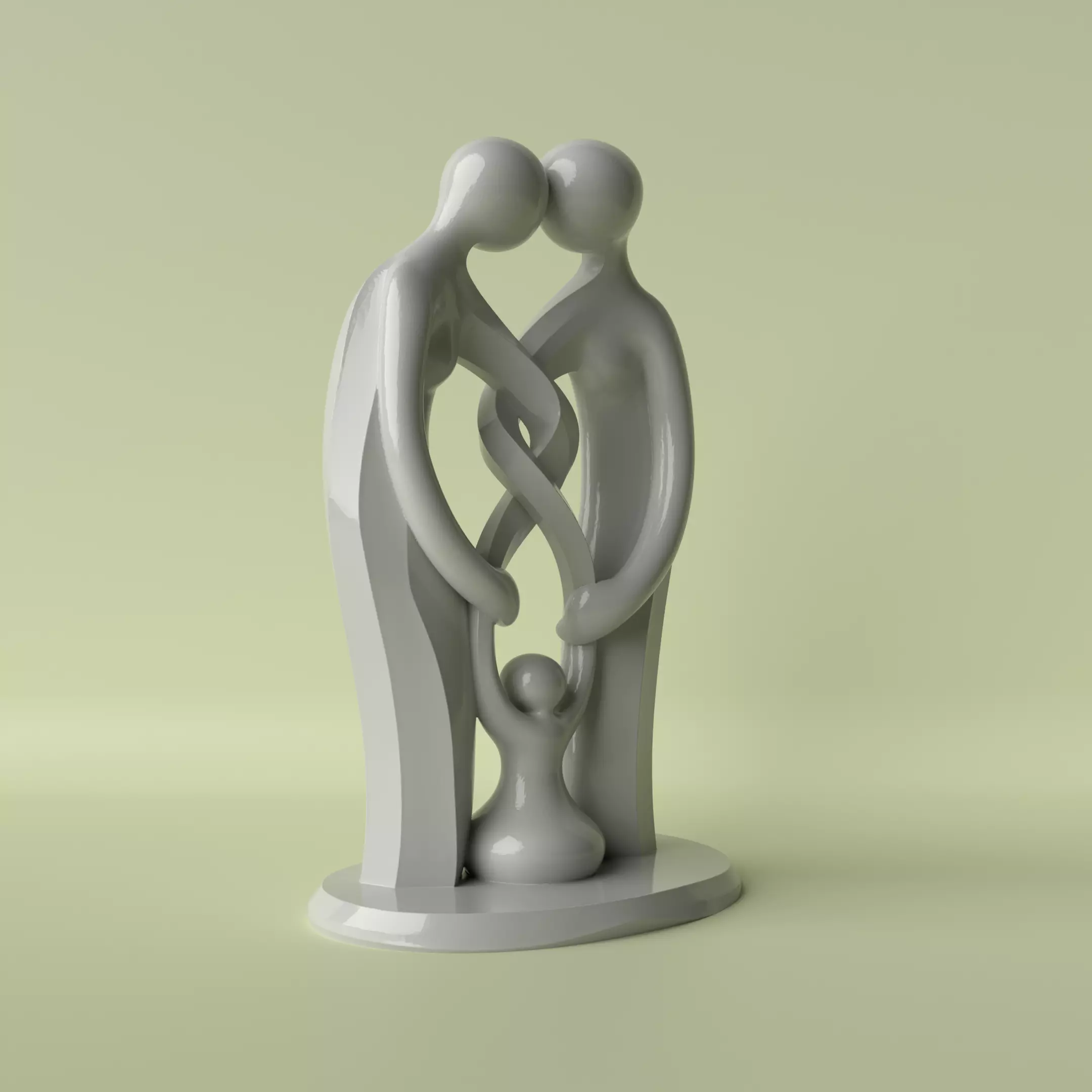 Family Unity Couple with Child Sculpture 3D print model_0