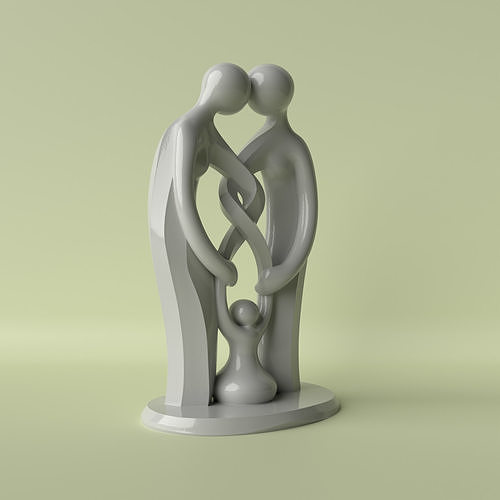 Family Unity Couple with Child Sculpture 3D print model