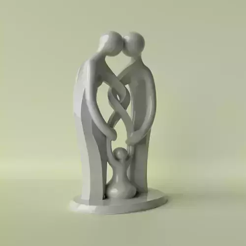 Family Unity Couple with Child Sculpture