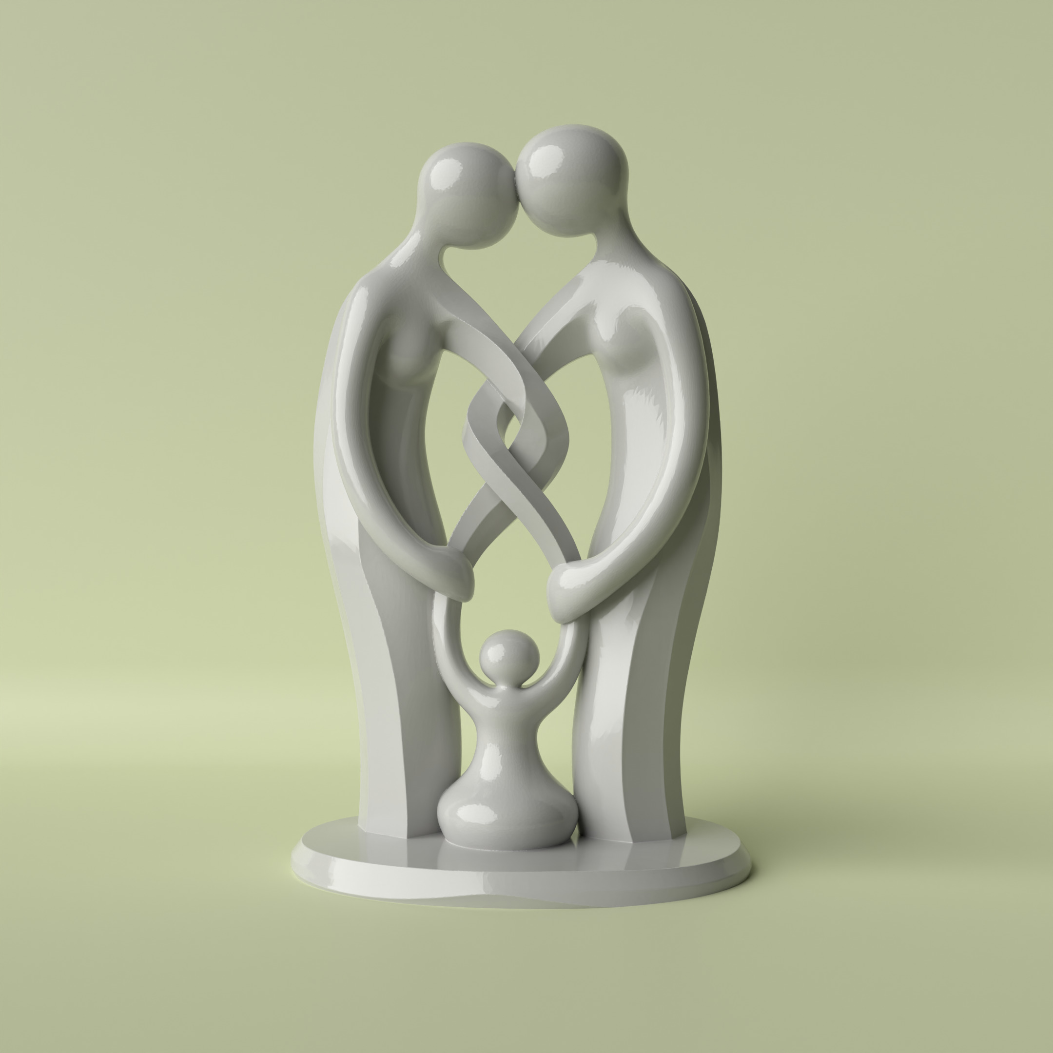 Family Unity Couple with Child Sculpture 3D print model_2
