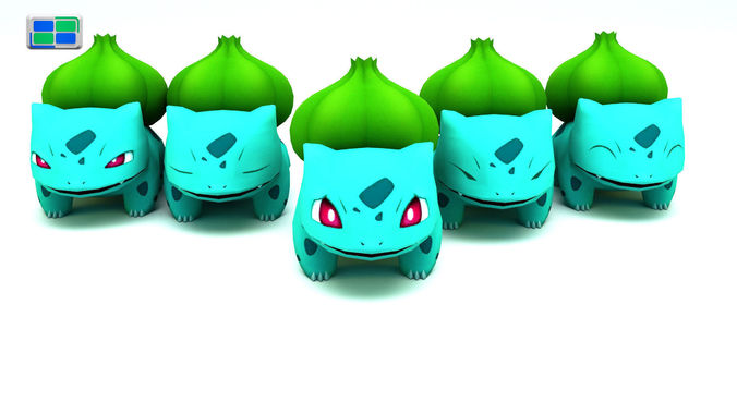 Bulbasaur Model group of pokemon figurines with leaves 3D model