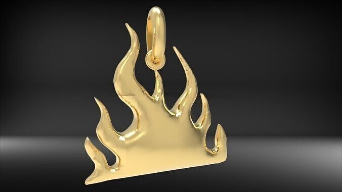 Fire Flame Charm Flamming Necklace Pendant Jewelry 3D print model