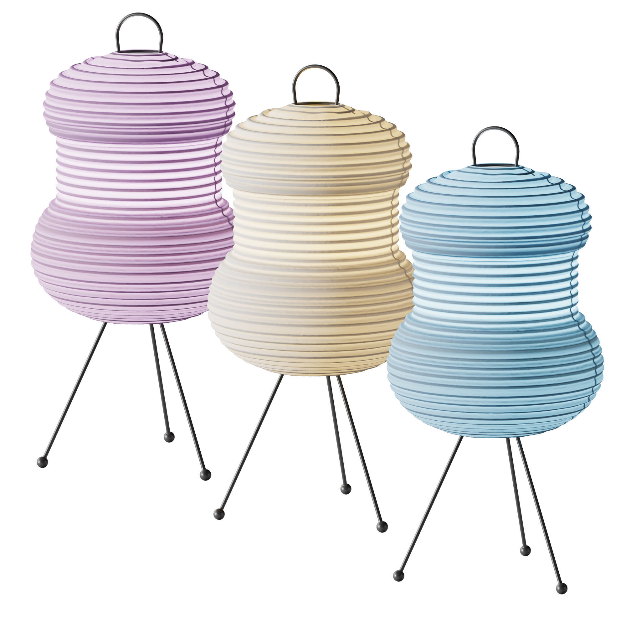 Japanese Noguchi Inspired Table Lamp 3D model_1