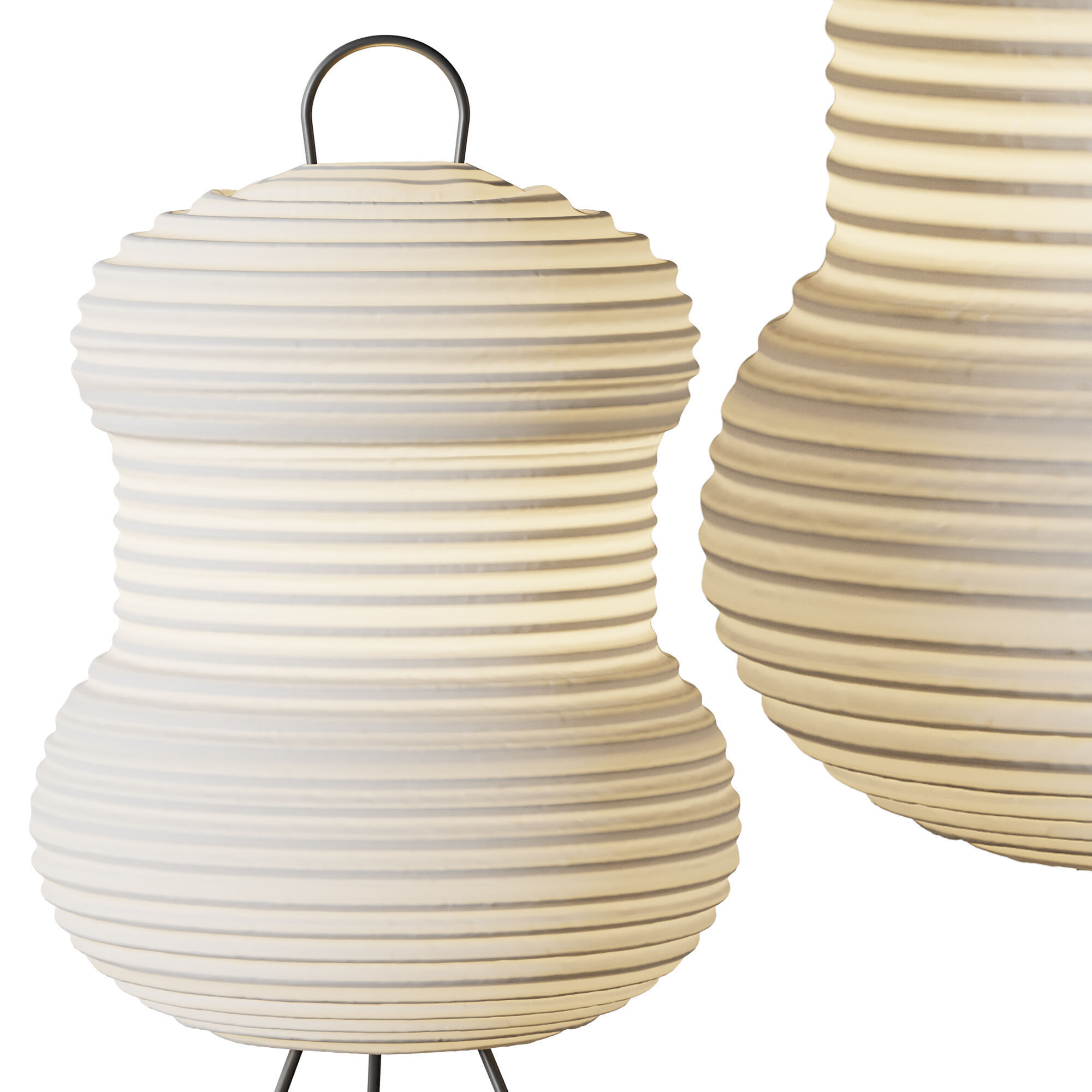 Japanese Noguchi Inspired Table Lamp 3D model_9