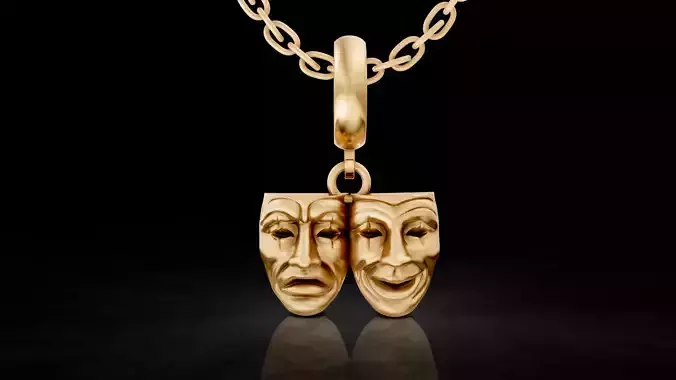Lux comedy pendant silver gold printable jewelry 3D model