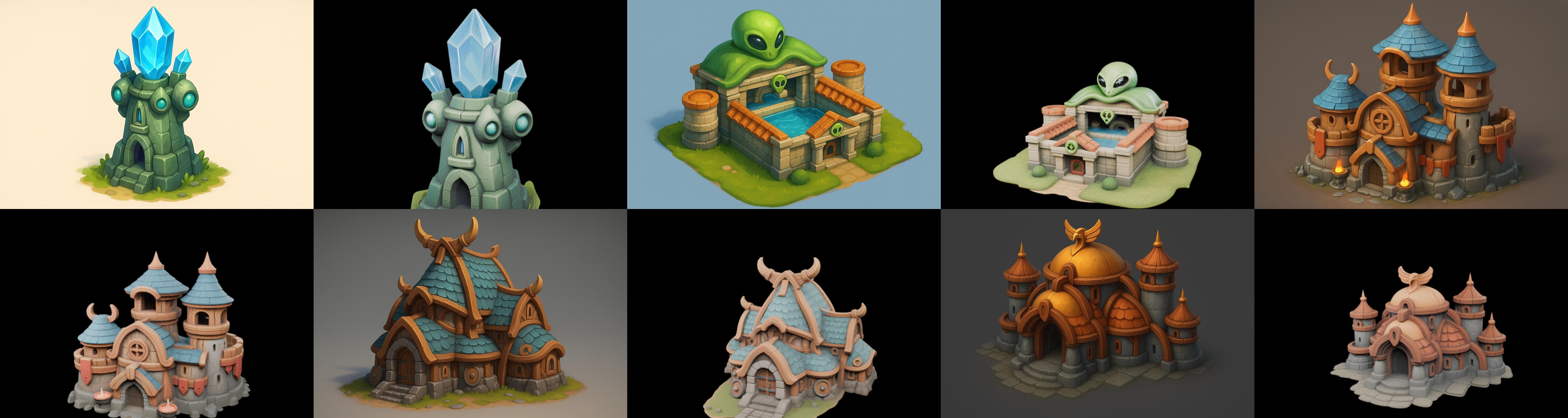 Basement Barrack House str bundle 4 pack 100 glb 3D model_3