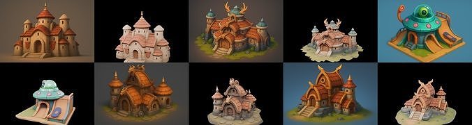 Basement Barrack House str bundle 3 pack 100 glb 3D model