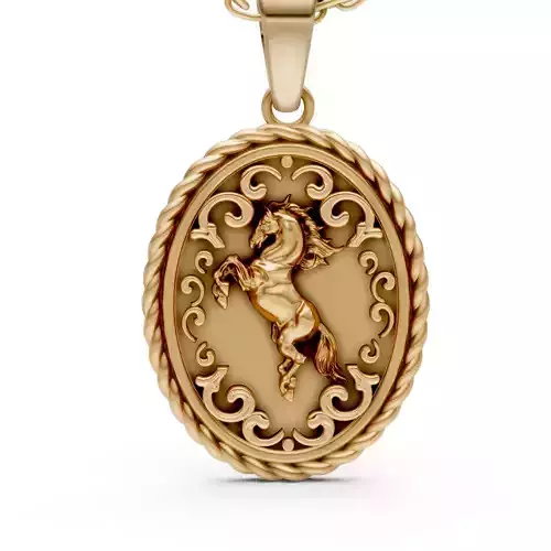 Horse pendant silver gold sterling printable jewelry 3D model