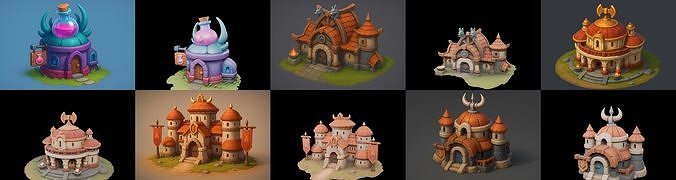 Basement Barrack House str bundle 11 pack 100 glb 3D model
