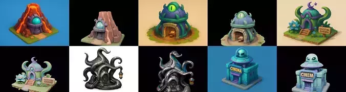 Alien Building bundle 6 pack 100 glb