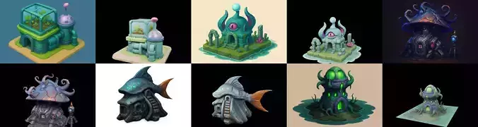 Alien Building bundle 3 pack 100 glb