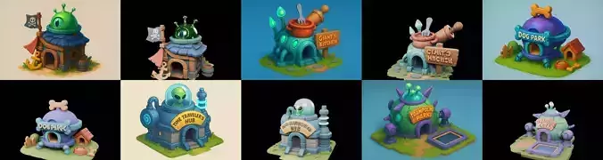 Alien Building bundle 23 pack 55 glb