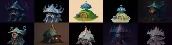 Alien Building bundle 20 pack 100 glb