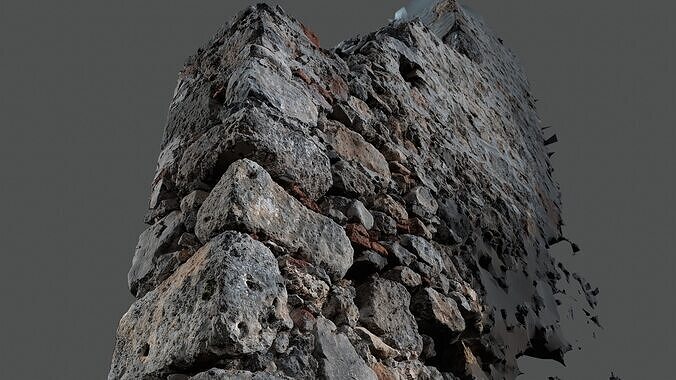 Abandoned House Ruined Part Scan - Broken Wall 07 3D model