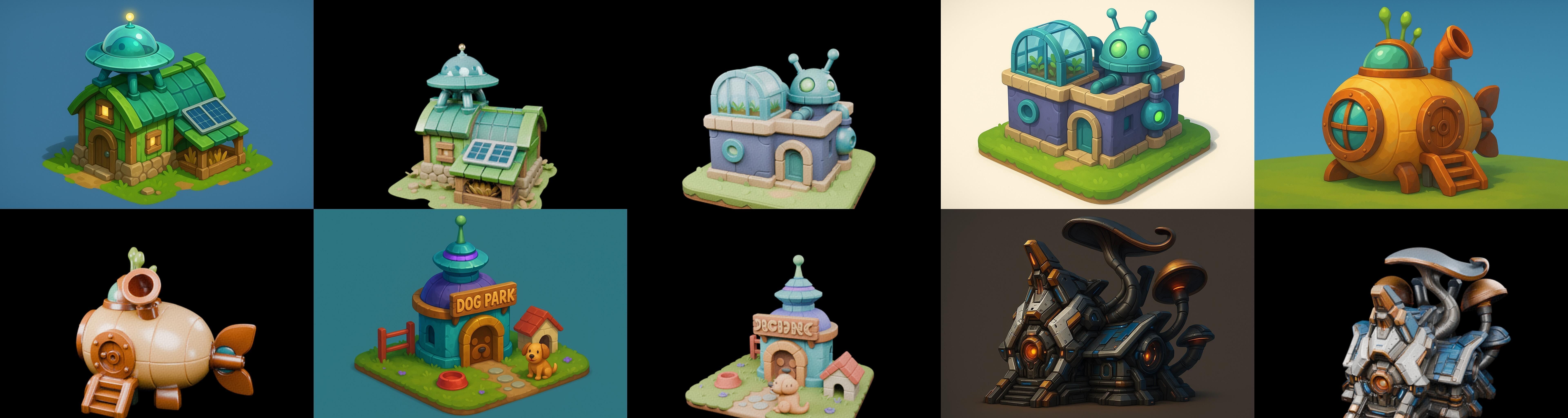 Alien Building bundle 2 pack 100 glb 3D model_15