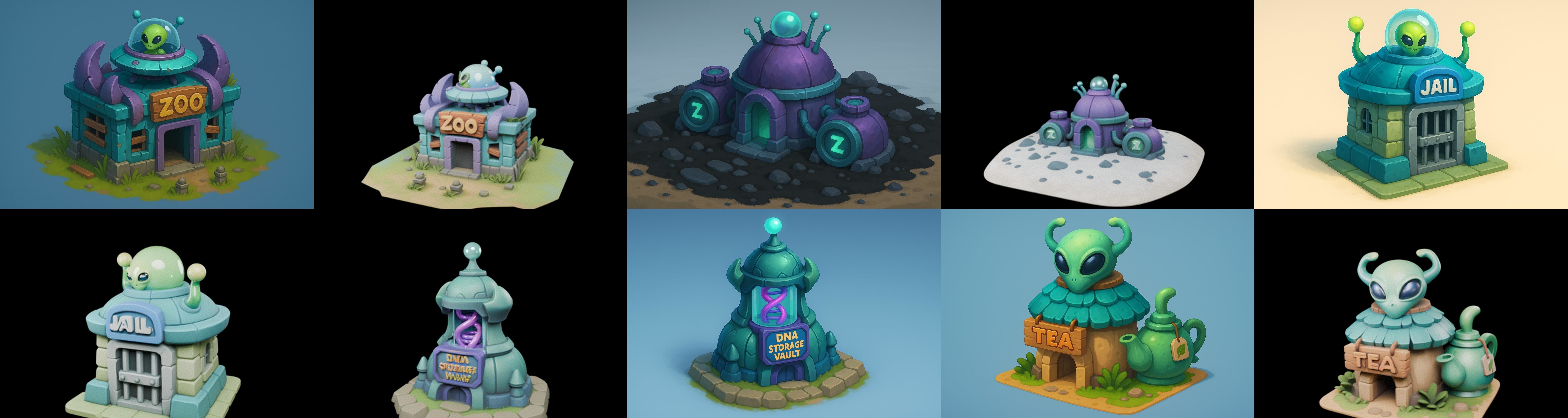 Alien Building bundle 2 pack 100 glb 3D model_3
